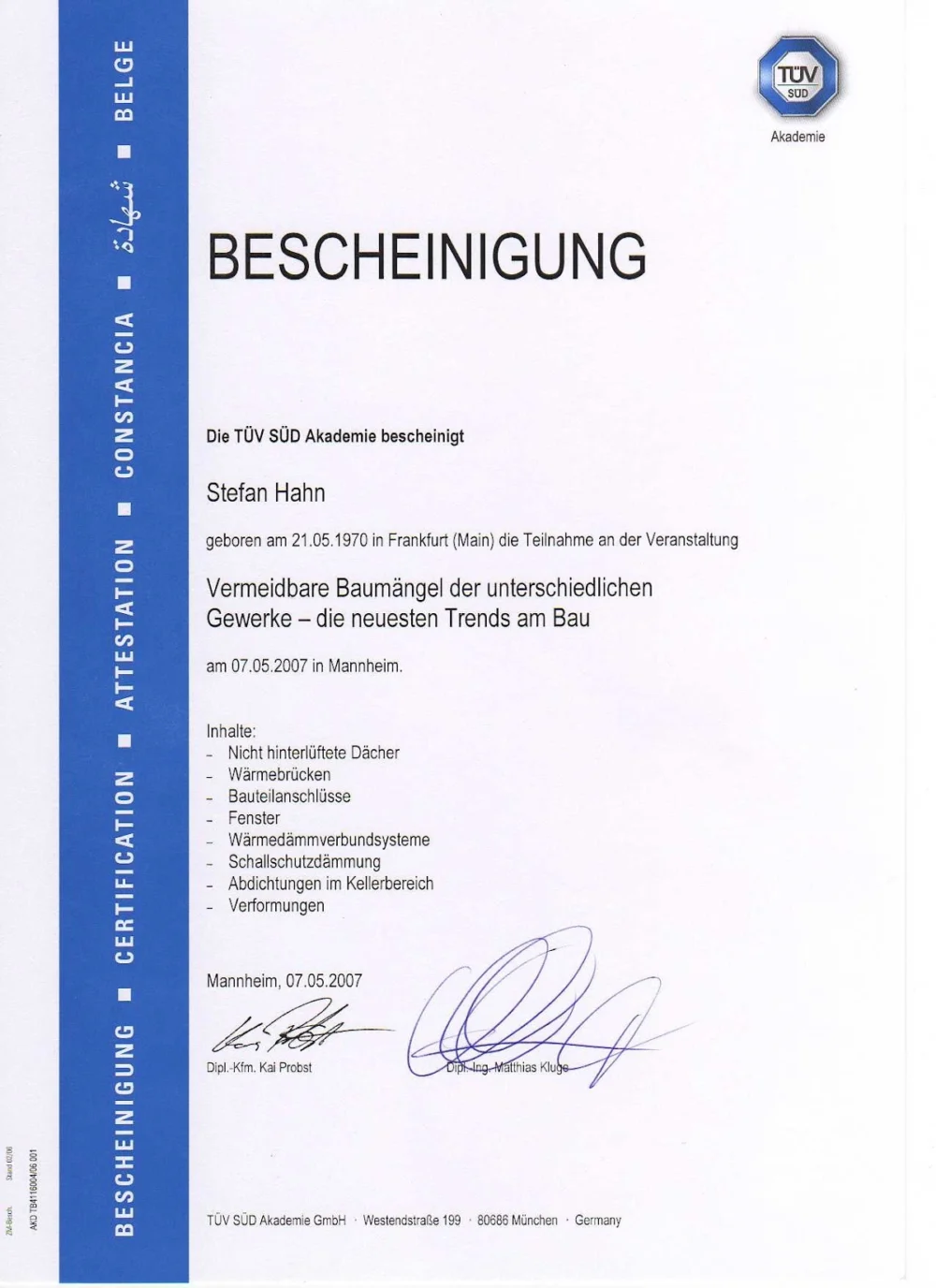 Bausachverständiger Stefan Hahn